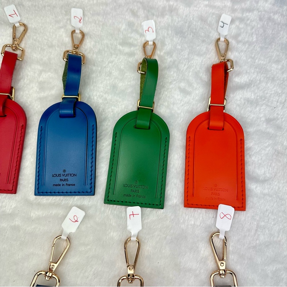 Louis Vuitton colored leather luggage name tag bag charms BUNDLE OF 5 - Picture 4 of 5